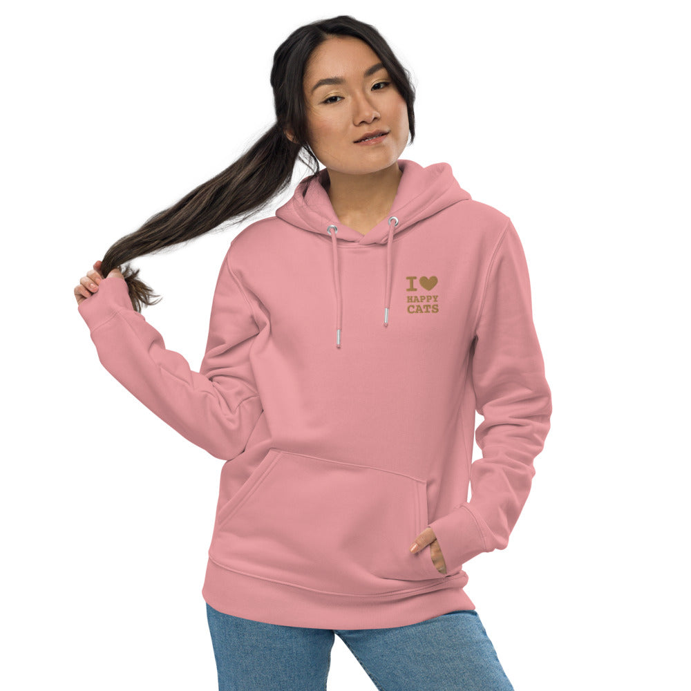 Premium Happy Cats Eco-Hoodie met geborduurd logo
