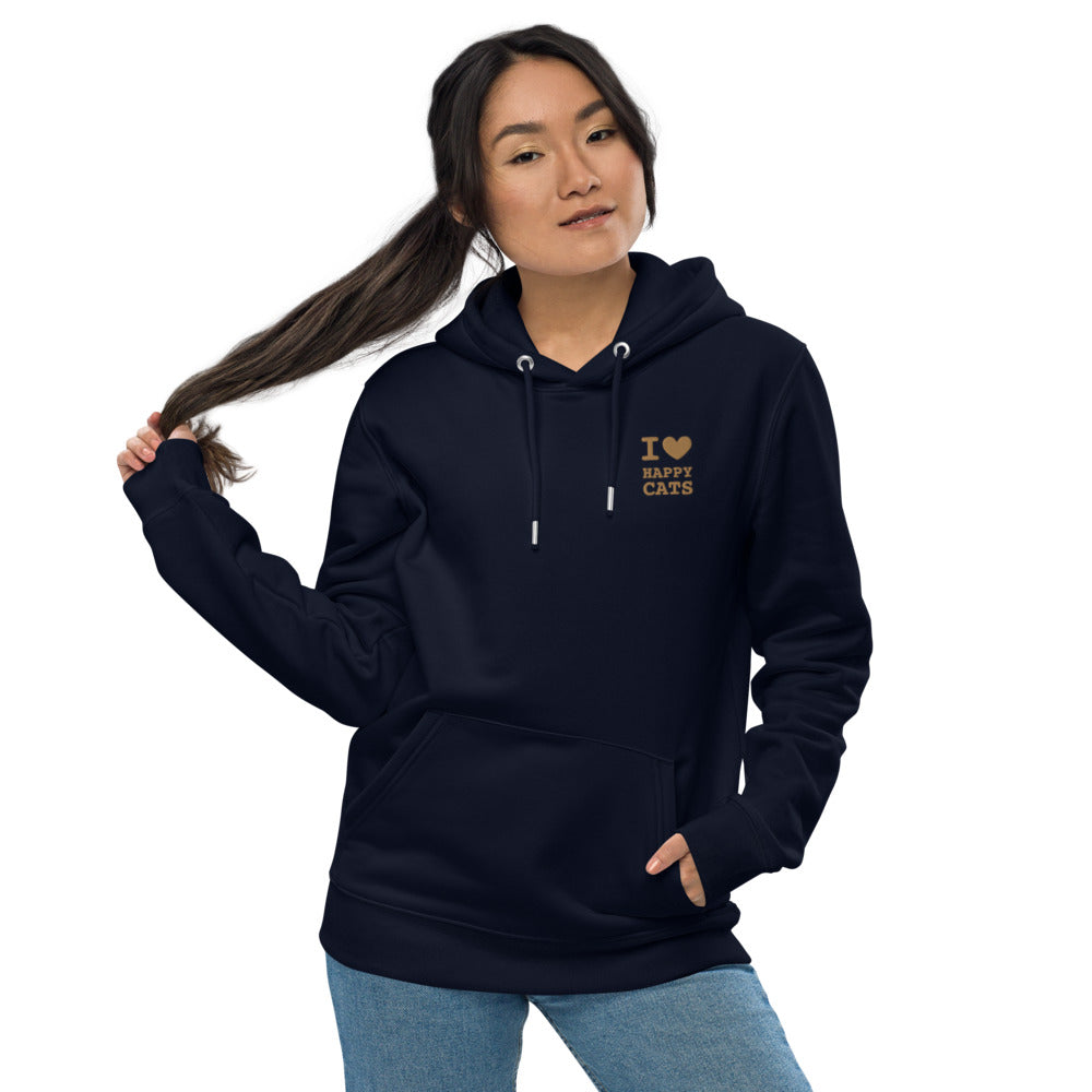 Premium Happy Cats Eco-Hoodie met geborduurd logo